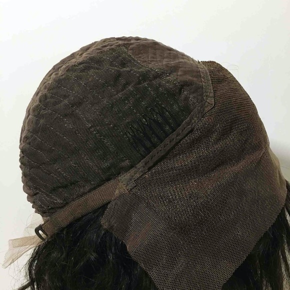 8 inch Lace Front Real Human Hair Wig Wavy with Fringe Bangs - Black - Picture 2 of 10